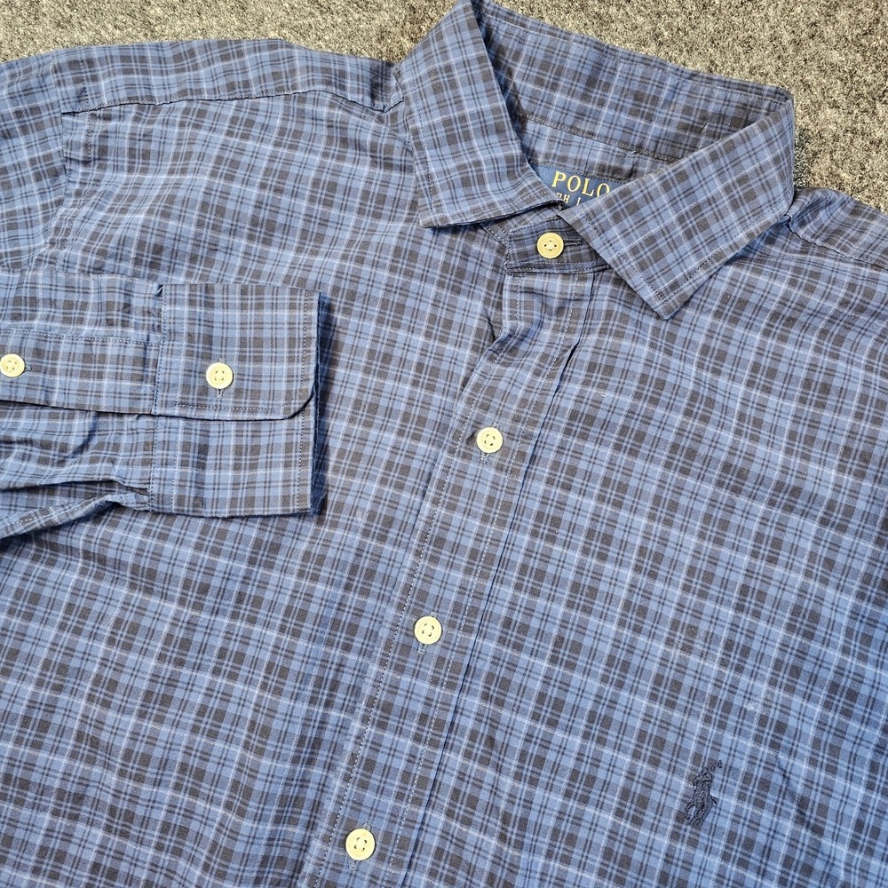 Polo Ralph Lauren Plaid Button Down Shirt Mens LT Large Tall Cotton Stretch